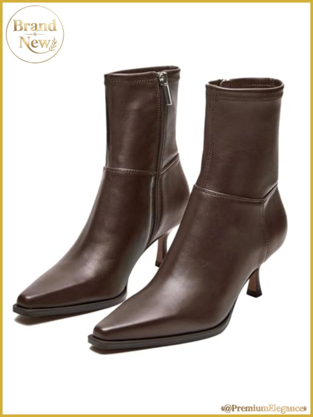 Kitten Heel Ankle Boots Square Pointed Toe Dressy Booties
